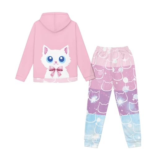 Girls Sweatsuit Set 2 Pcs Long Sleeve Hooded Sweatshirt Jogger Pant 2025 Fall Kids Tracksuit Set with Pocket4