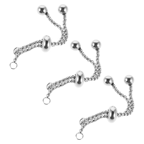 DIYEAH 3 Piezas Cadena de Pulsera Inoxidable con Esferas para Diy Accesorios de Joyería Ajustables para Mujeres
