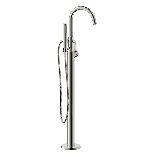 Ultra Faucets Euro Collection Single Handle Floor Mount Bathtub Faucet With Hand Shower