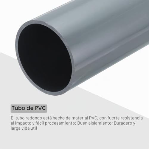 Miniatura 4 de Quarkzman Tubo Redondo Rígido De Pvc De 54.8mm De Diámetro Interno Y 60mm De Diámetro Externo, Longitud De 8 Pulgadas, Color Gris Claro De Alta Resistencia Para Tuberías De Agua