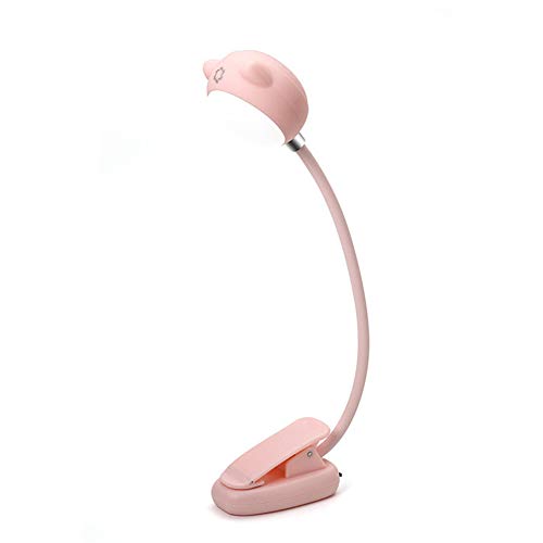 Leselampe Clip-on Tischlampe mit 2 Augenschutz Helligkeitsmodi, mit Bluetooth-Lautsprechern können lesen im Bett, Kindle, Tablet, Notenständer, Reise (Pink)