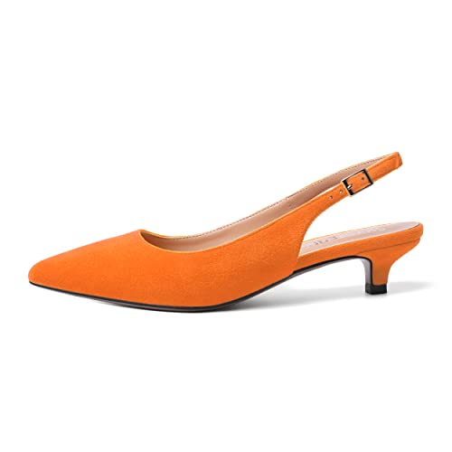 SKYSTERRY Womens Casual Pointed Toe Suede Slip On Wedding Slingback Kitten Low Heel Pumps Shoes 1.5 Inch2