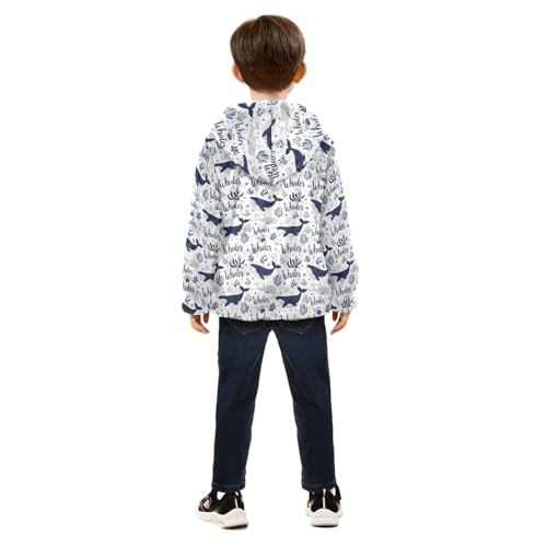 Whales Toddler Boy Winter Coat, Toddler Boy Zip up Hoodie Comfy for Fall Winter Spring 3T4