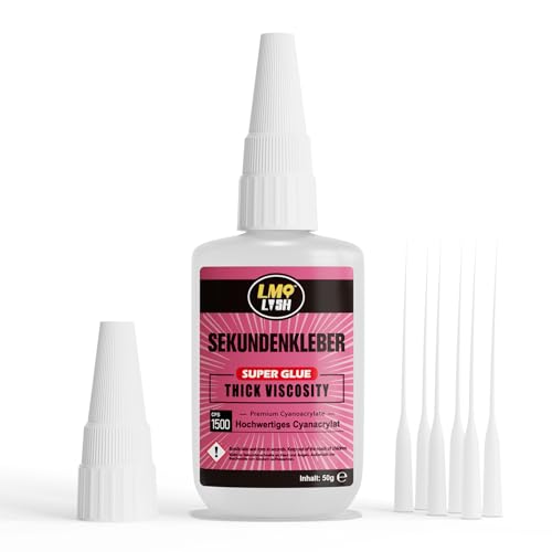 Universalkleber Sekundenkleber Extra Stark Transparent 50g Dickflüssig, Superkleber für 3d Druck PLA Keramik Schuh Holz Plastik Modellbau Wasserfest, Alleskleber für Leder Metall Stein Kunststoff