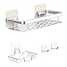 Tanicoo 4 paquete Estanteria Baño Adhesivo （1 Jabonera 2 Gancho）, Estantes Ducha sin Taladro Estanterías de Baño Rectangular Estantes Ducha para Pared, inoxidable, espacio Aluminio, plata