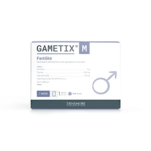 Densmore - GAMETIX M - Complément Alimentaire Fertilité et Reproduction Homme - Vitamines, Minéraux, Zinc, Sélénium, Carnitine, Taurine, Coenzyme Q10 - 30 sachets - 1 mois - Fabriqué en France