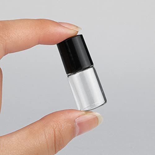 25 Pcs Clear Glass Mini Roll On Bottles Empty Essential Oil Roller Ball Bottles Perfume Lip Blam Cosmetic Sample Vials Roller Glass Bottles Container With Black Cap (2Ml) #TOP7