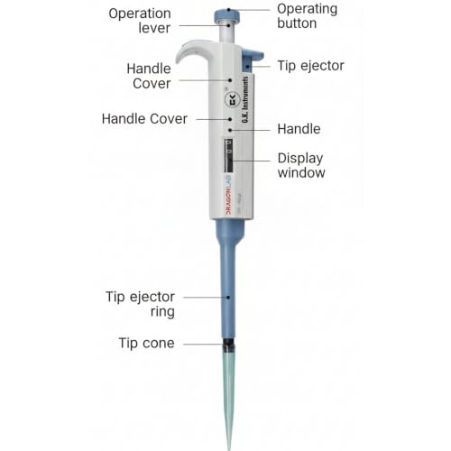 Image of Micro Laboratory Pipette 100-1000l | Scientific Variable Micropipette Adjustable Volume | Liquid Measurement | Research, Educational Lab Use (5-50ul)