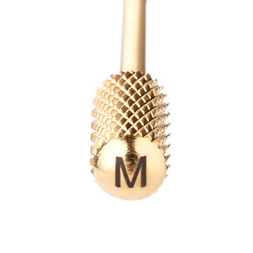Image of Makartt Safety Nail Drill Bit Gold Carbide Carbide Bit Medium Round Gold Nail Art Tools Nail File Bit Remove Gel Polish Dip Powder Nail Extension Gel Drill Bit 3 /32 inch Manicure B-30