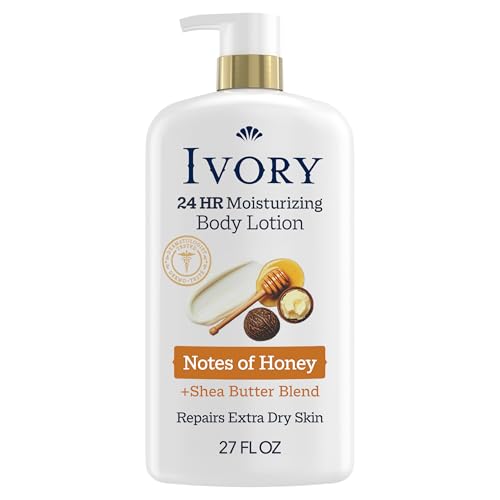 Ivory Hand & Body Lotion 24hr Moisturizing Repairs Extra Dry Skin All Day Hydration Lightweight Formula Absorbs Instantly Perfect for Daily Use Shea Butter Blend Honey Scent 27 fl oz