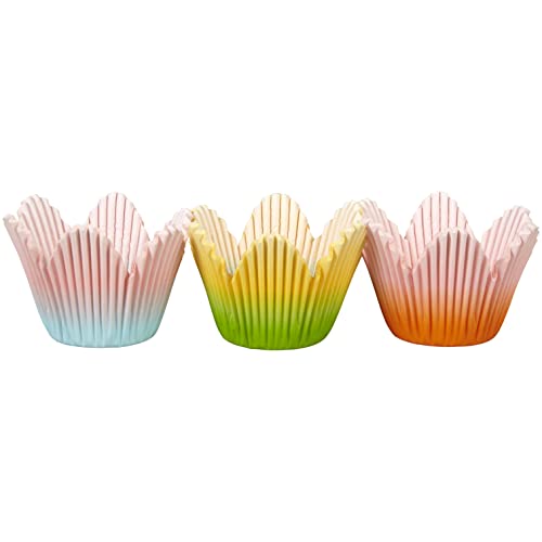 Wilton Ombre Flower Petal Cupcake Liners Pastel Baking Cups for Easter Weddings Baby Showers & Spring Desserts 72-Count