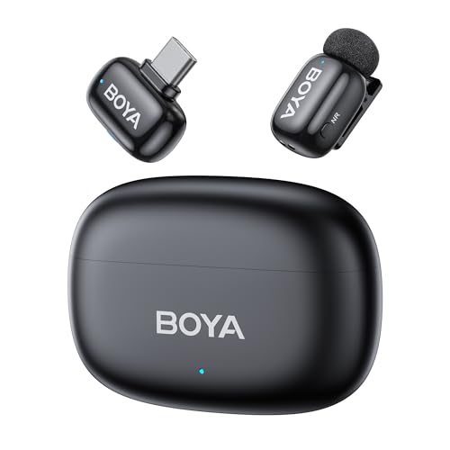Image of BOYA mini 2 Wireless Lavalier Microphone for iPhone 15-17 /Android,Noise Cancellation,App Control, 48kHz /24-Bit, 30H Battery Mini Mic for Video Recording Interview Vlog(1TX + USB-C RX + Charging Case)