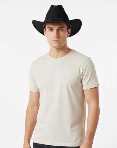 Image of Western Cowboy Hat for Men & Women | Classic Western Style Hat with Braided Band | Lightweight & Comfortable | Outdoor, Party & Travel Wear | Tan