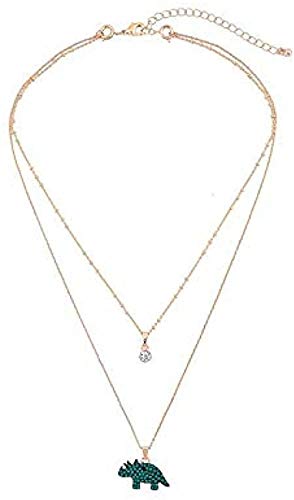 Preisvergleich Produktbild Halskette Little Rhinoceros Clavicle Chain Weibliche Doppelkristall-Halskette