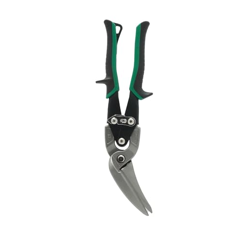Image of Malco AV73 Long-Cut Offset Aviation Snips | Right & Straight Cutting | 2-1 /4 inch Extra-Long Blade | POWER-FIT Performance Grips | Forged Steel Jaws