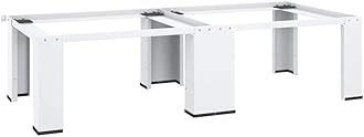 vidaXL Double Washing and Drying Machine Pedestal Washer and Dryer Stand Base Frame Washing Machine Raiser Accessories with Non-slip Pads Steel White