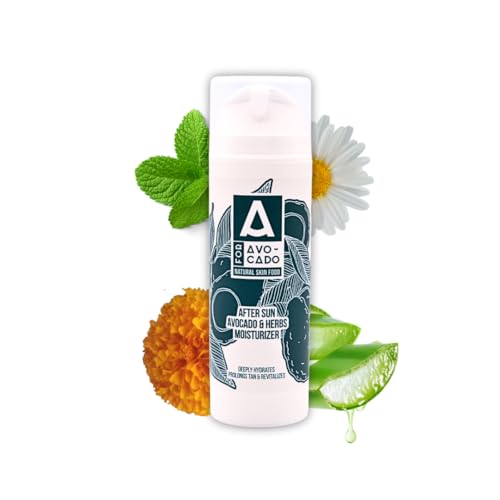 A for Avocado Après-soleil hydratant à l'avocat, à la noix de coco et aux huiles végétales - Lotion après-soleil apaisante à l'huile de noix de coco, camomille et calendula - 150 ml