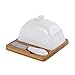 LRX Butterdosen Buttergericht mit keramischen Deckel Buttermesser Holzkäse Aufbewahrungsbox Retro Dessertschale Weißer Butter Pan Home Hotel Geschirr