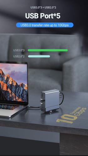 Image of Tobo 15 in 1 USB C HUB Docking Station MST Vertical USB Multi Port hub Works with M-books Pro Laptop and Other Type-C Devices Multi HDMI USB 3.0 Thunderbolt Dock RJ45 OTG USB Ports Type c hub TD-1568A