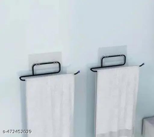 (Buy 1 GET 1) Self Adhesive No Drill Toilet Paper Holder/Tissue Paper Roll Holder/Hanger/Towel Bar Stand for Bathroom Accessories (Black, 2)(2 PIS+ Tissue)/20_KP1164 1