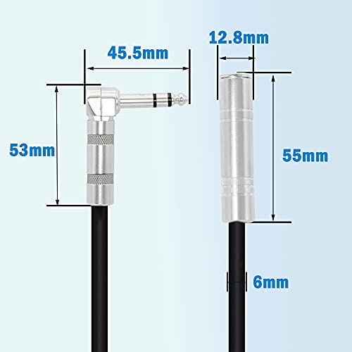 Cable de extensión estéreo 1/4 pulg. 6.35mm ángulo recto 50cm miniatura 5