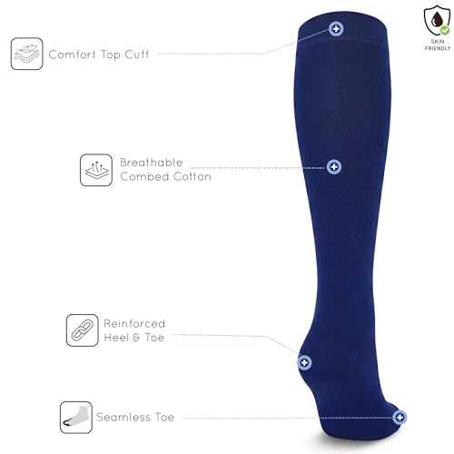 Image of Mysocks Knee High Socks for Women Men Combed Cotton Seamless Toe Tall Long High Socks