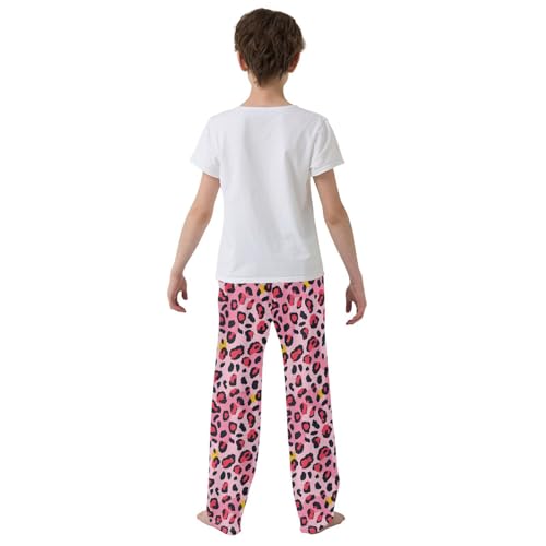 Boys' Pants Leopard Print Cute Cheetah Spot Pink Long Bottoms Jogger Pants Elastic Waist Trousers with Pockets S-XL3