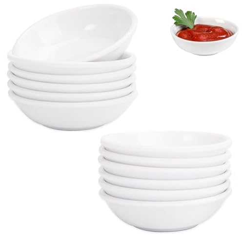 Bols à Sauces, 12 Pièces Bols à Sauce Soja, 8,8 x 2,2cm Rond Mini Vaisselle Trempette, Réutilisable Petit Assiette à Fruits, Coupelles à Trempette, pour...