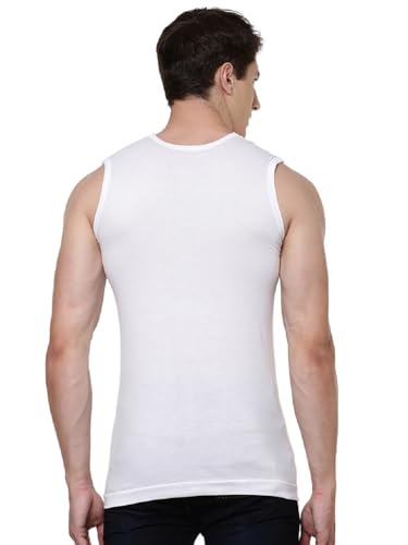 Image of RAMRAJ COTTON Men White Round Neck Sleeveless Undershirt Vest|Inner Wear Banian|Light Cotton