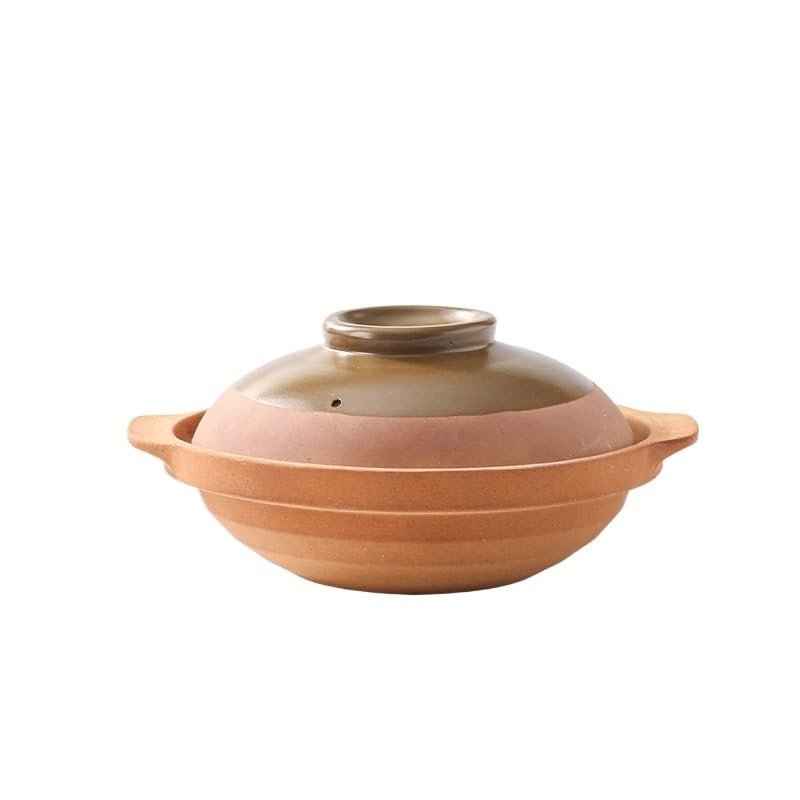 Tegame Terracotta Resistente alle alte temperature Bocca poco profonda Casseruola di argilla Pentola for stufato riso Forno for bordi Carbonio(24cm)