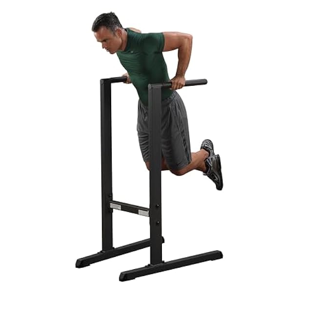 Body-Solid (GDIP59B) Dip Station - Heavy-Duty Steel Dip Bars with Slip-Proof Grips - Adjustable & Stable Pull-Up Stand for Strength Training - Powder Coated Fitness Equipment, Black