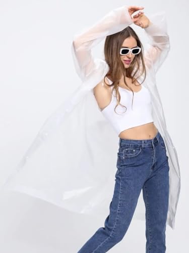 welsberg Regenponcho mit Kapuze, Damen und Herren Wasserdicht Atmungsaktiv Regenjacke Reganmantel Regenschutz für Konzert Festival Camping Wandern Angeln Sport, Transparent