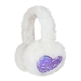 [LYING] 子供 耳当て 防寒イヤーマフ キッズ 女の子 冬 ふわふわ 折り畳み耳あて 小学生 かわいい キラキラ ハート飾り 耳カバー 暖かい 折り畳み イヤーウォーマー こども ガールズ用 寒さ対策 通学 通園 雪遊び お出かけ