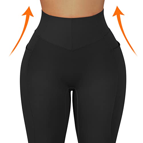 Suuksess Women Buttery Soft Tummy Control Leggings With Pockets No Front Seam Workout Yoga Pants (Black, M) #TOP2