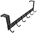 SciencePurchase 6 Hook Over-The-Door Hanger for Clothes, Belts, Ties, Scarves, Tools, and More - Sleek Design, 16-Inch Length with 2-Inch Hooks (Matte Black Color)