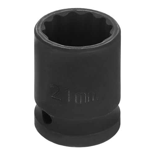 Image of HARFINGTON 1 /2 inch Drive x 21mm Shallow Impact Socket 12-Point Metric CR-V Steel Spindle Nut Impact Flip Sleeve for Home Auto Nuts Bolts Repair