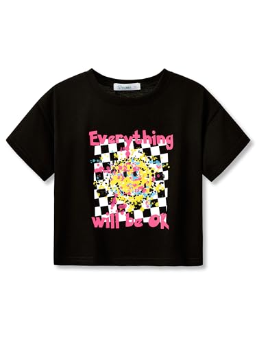 Image of Dvenki Girls Graphics Crop Short Sleeve Crewneck Tee Size 6-18