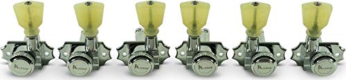 Kluson 3 Per Side Locking Revolution Series G-Mount Non-Collared Tuning Machines Chrome With Plastic