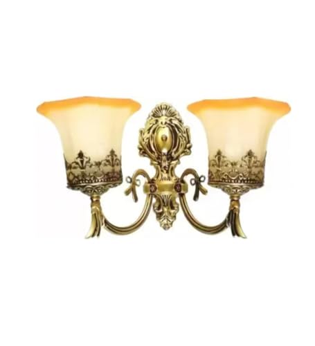 Image of WHITERAY Golden Antique Designer Imported Wall Light Wall lamp for Bedroom, Living Room,Kitchen, Bars, malls, Besides The Bed, Balcony Home Decoration (1113 (Double) with Bulb)