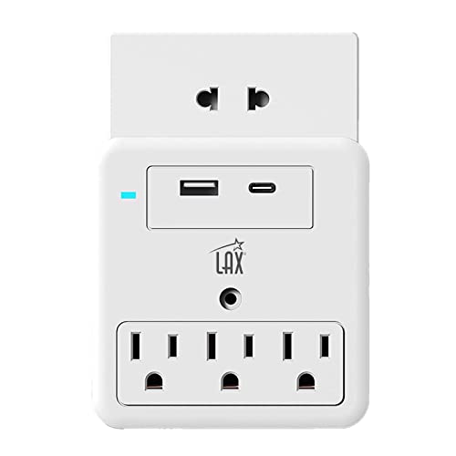 LAX Gadgets Multi-Plug Outlet - Surge Protectors 3 Wall Outlet Extender with USB-A & USB-C Port -...