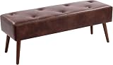 Furnimart Banco otomano de piel sintética, dormitorio (piel-marrón oscuro)