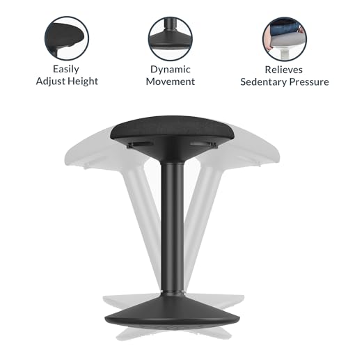 Image of Desky Motion Sit Stand Stool - Adjustable Height Active Perch Stool with Weighted Base & Wobble Tilt, Ergonomic Standing Desk Chair (Black)