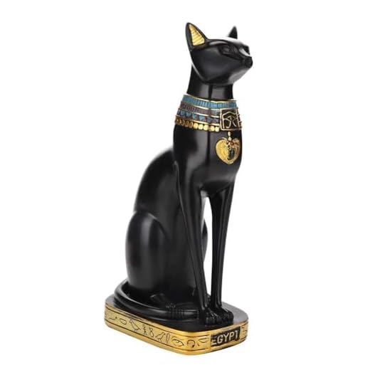 HERCHR Escultura de Gato Egipcio, Negro Egipcio Estatua de Resina Mini Resina Figurilla Gato Diosa Estatua Decoración del hogar