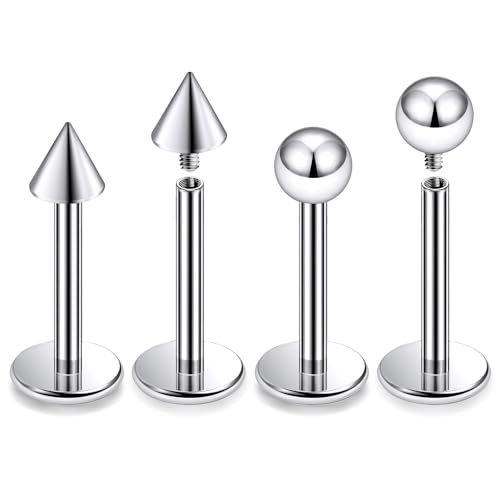 Dyknasz 16G Labret Jewelry Internally Threaded Titanium Snake Bite Piercing Jewelry Lip Rings Studs Monroe Medusa Piercing Jewelry for Women Men