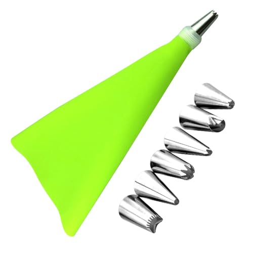 Set di 8 punte per tubazioni, utensili per dolci New F6 Head Piping Bag bocca, pratico ugello in acciaio inox e sacchetto per tubazioni, per cupcake, torte, K