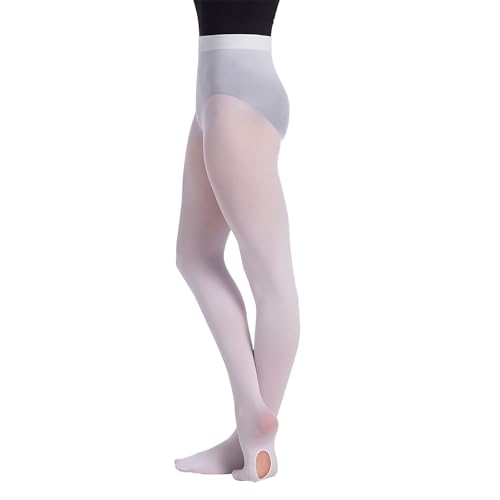 So Danca - Convertible Tights - Ballet Tights Soft Made for Performance Stretchable and Flexible (US Alpha Small Medium Regular Regular White)