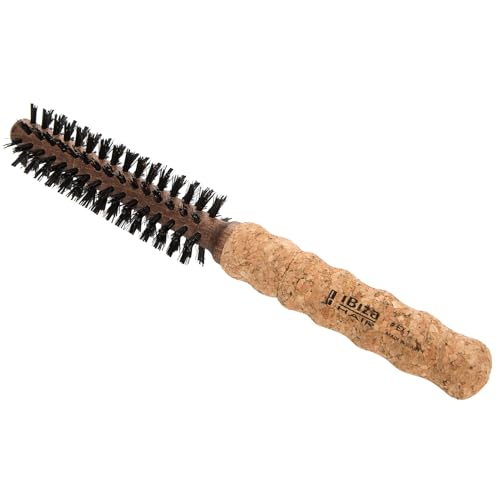 Ibiza Hair Round Boar Bristle Brush (EX Series) | Lightweight with Reinforced Bristles & Cork Handle | Adds Shine & Texture | Ideal for Medium to Long Styles