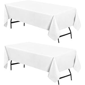 Utopia Kitchen Rectangle Table Cloth 2 Pack [60×102 Inches, White] Tablecloth Machine Washable Fabric Polyester Table Cover for Dining, Buffet Parties, Picnic, Events, Weddings and Restaurants