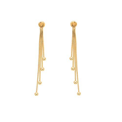Savlano 925 Sterling Silver 18k Gold Plated Dangle Drop Ball Tassel Stud Earrings For Women and Teens Comes In White Gold, Yellow Gold & Rose Gold Colors Comes With Savlano Gift Box2