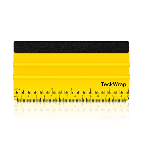 Image of TECKWRAP Felt Squeegee Scraper Tool for Vinyl, Yellow, 6 inchx2.9 inch | For Vinyl, Decals, Inkjet Sticker Paper, and Wallpaper, Scratch-Free Application